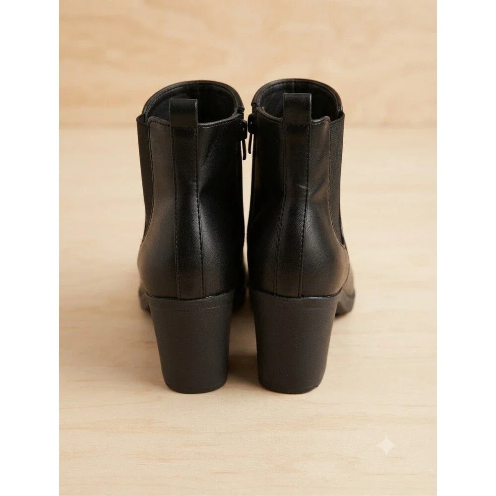 Refresh Club-01 Women's Elastic Panel Slip On Chunky Heel Ankle Booties, 10